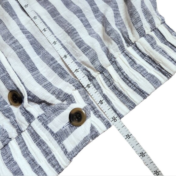 Forever 21 Cropped Jacket Blue White Striped Button Front Elastic Hem Women's L - Picture 9 of 9